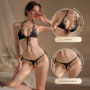 Bikini Thong Set Lingerie Women's Sexy Lace Thong Panties with Straps